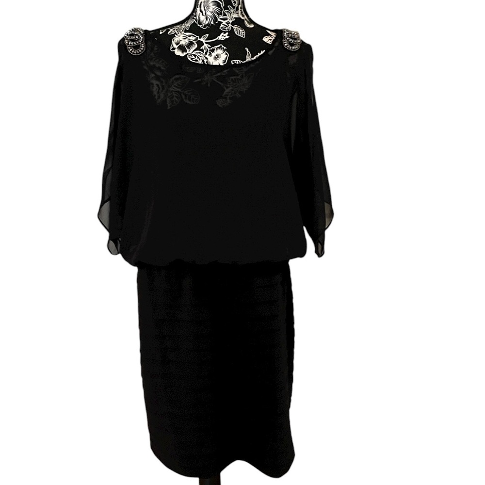 Scarlet Nite size 14 black midi dress